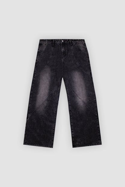 Washed Black Vortex Denim