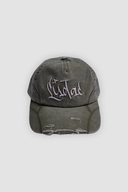 Olive Distressed Star Cap