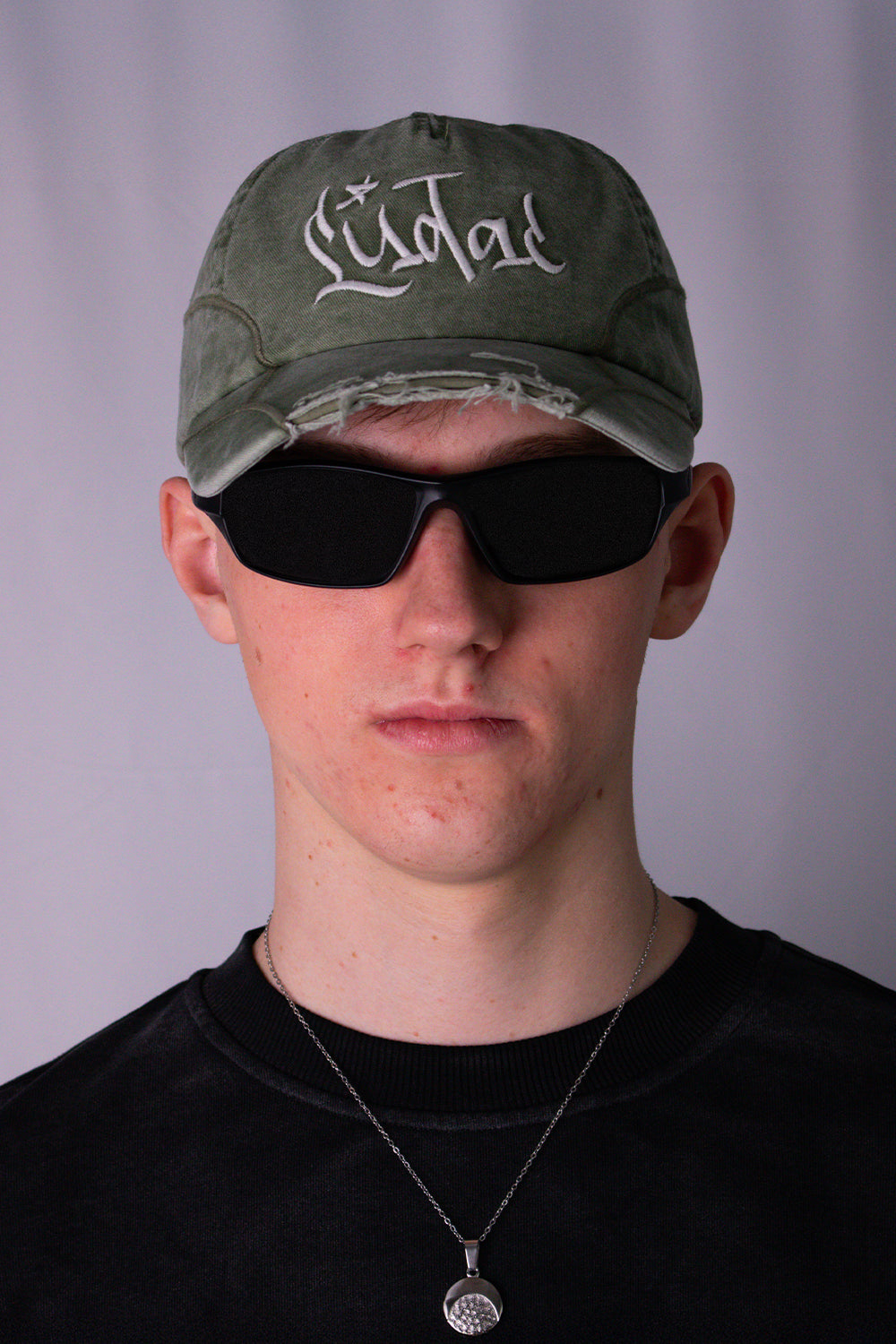 Olive Distressed Star Cap