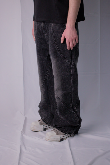 Washed Black Vortex Denim