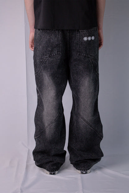 Washed Black Vortex Denim